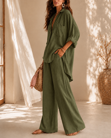 Casual Cotton Linen Shirt and Pants