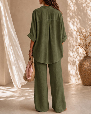 Casual Cotton Linen Shirt and Pants