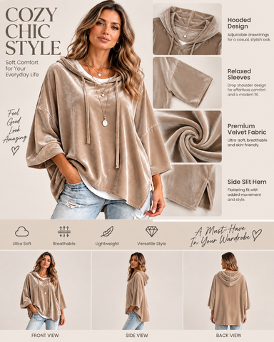 Casual Velvet Drop-Shoulder Hoodie