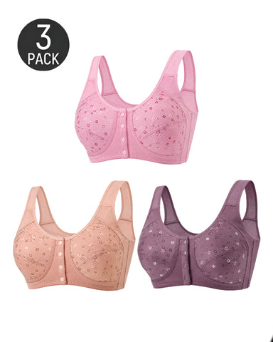 3-Pack Front Closure Wireless Bras