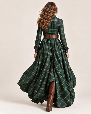 Vintage Plaid Maxi Dress