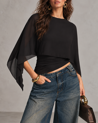 Flowy Cape Sleeve Top