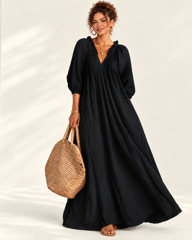 Women's Cotton Linen Maxi Dress