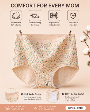 4-Pack Floral Print Cotton Briefs