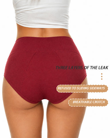 Multiple-Pack High Waist Pure Cotton Seamless Menstrual Panties