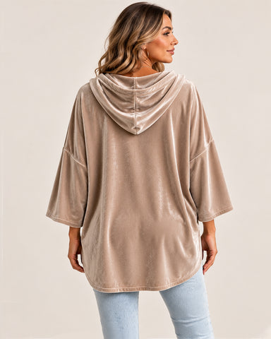 Casual Velvet Drop-Shoulder Hoodie