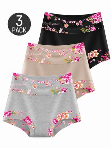 Floral High-Rise Boyshort Underwear – 3-Pack