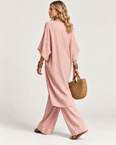 Women's Casual Linen Two Piece Pants Set