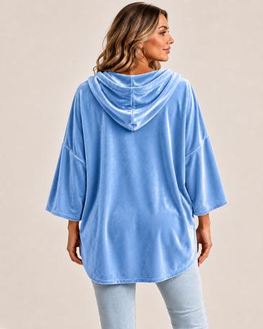 Casual Velvet Drop-Shoulder Hoodie