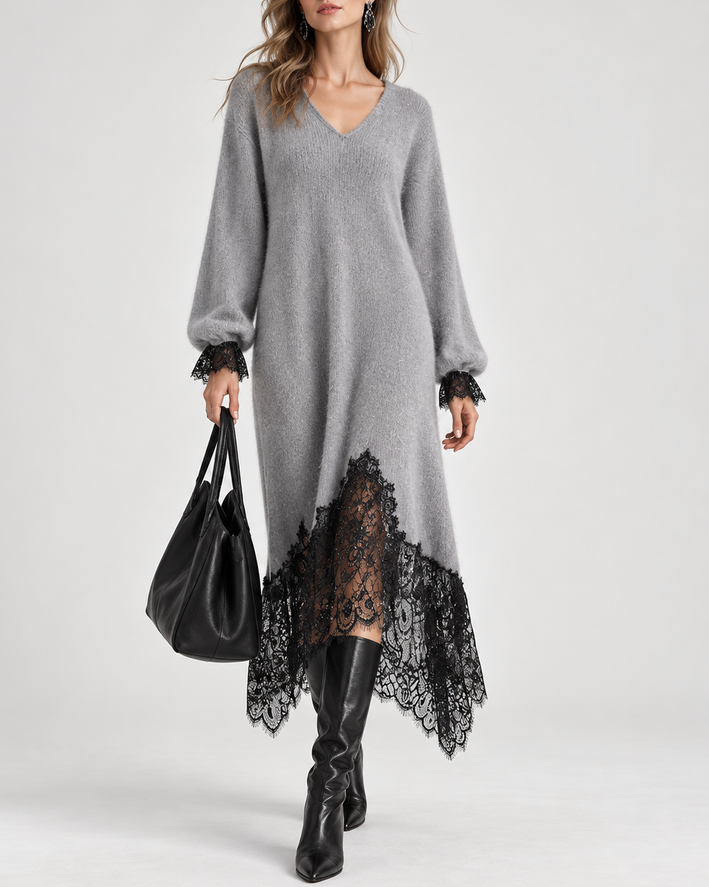 Elegant Lace Hem Dress