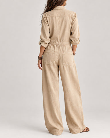 Relaxed Button-Front Jumpsuit