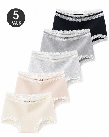 5-Pack Pure Cotton Lace Trim Panties