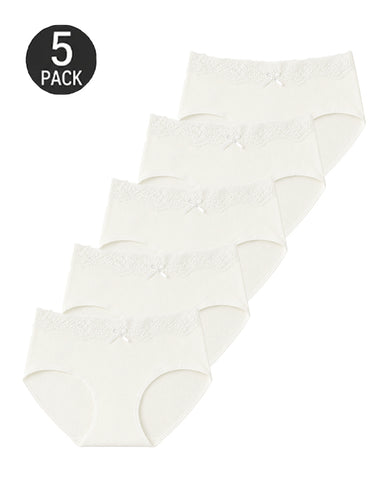5-Pack Pure Cotton Breathable Lace Trim Panties