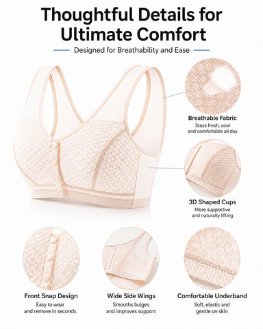 Breathable Front Closure Wireless Bra