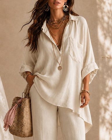 Casual Cotton Linen Shirt and Pants
