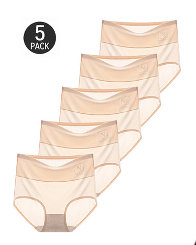 5-Pack Ice Silk High-Waisted Panties