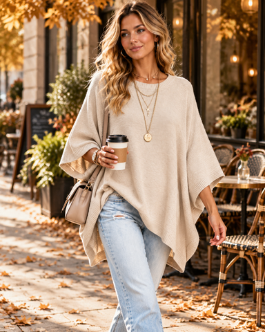 Women's Oversized Batwing Sleeve Knit Top