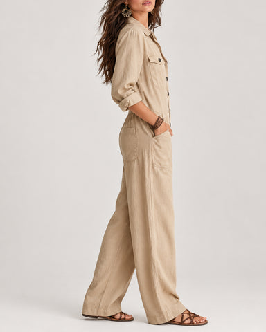 Relaxed Button-Front Jumpsuit