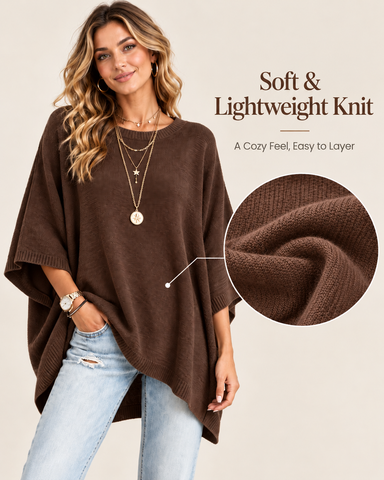 Women's Oversized Batwing Sleeve Knit Top