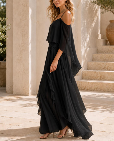 Elegant Sleeveless Irregular Chiffon Long Dress