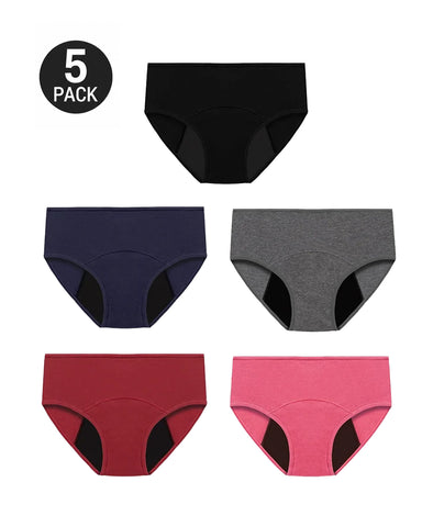 5-Pack Absorbent Leak-Protection Period Panties