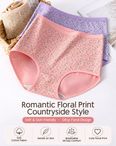4-Pack Floral Print Cotton Briefs