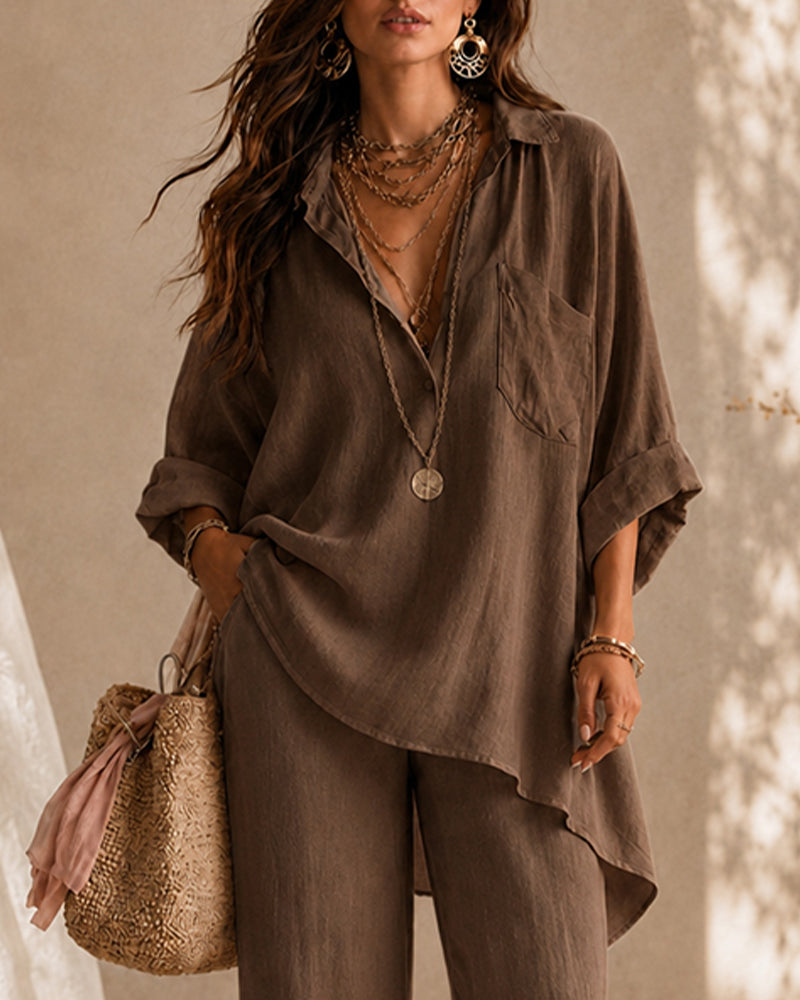 Casual Cotton Linen Shirt and Pants