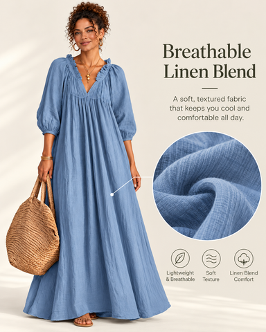 Women's Cotton Linen Maxi Dress