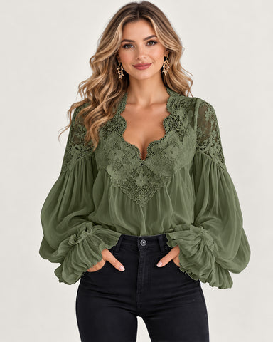 Romantic Chiffon Lace Top