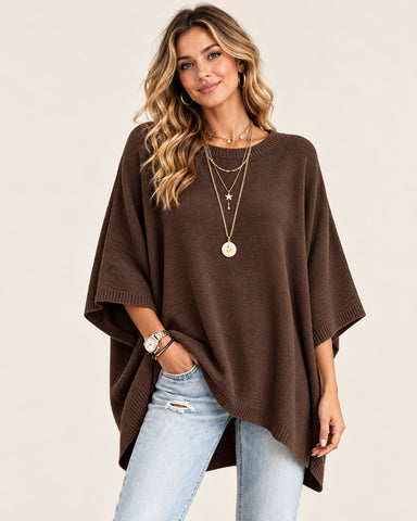 Women's Oversized Batwing Sleeve Knit Top