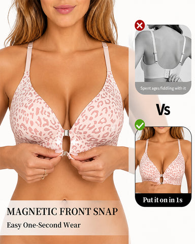 Front Closure Deep V Seamless Wirefree Bra