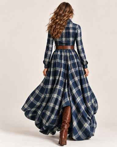 Vintage Plaid Maxi Dress