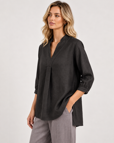 100% Linen Deep V Loose Top