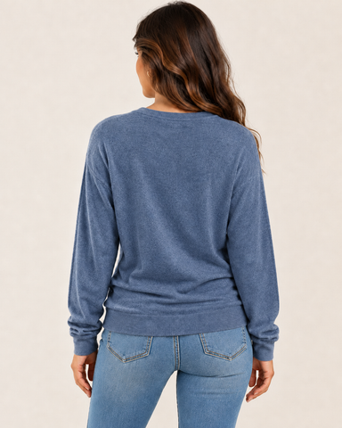 Women's Side-Ruched Long Sleeve Knit Top