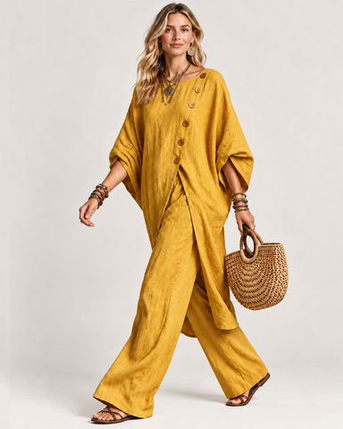 Women's Casual Linen Two Piece Pants Set
