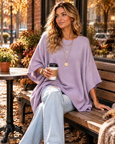 Women's Oversized Batwing Sleeve Knit Top