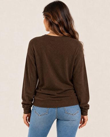 Women's Side-Ruched Long Sleeve Knit Top