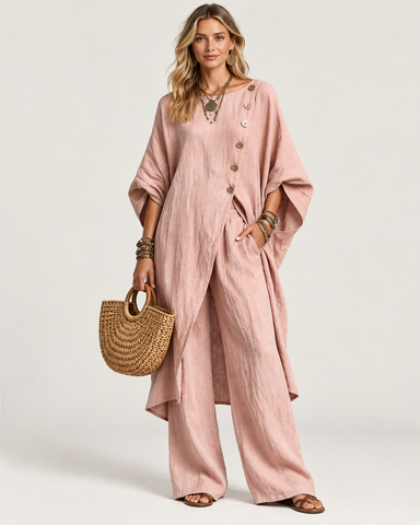 Women's Casual Linen Two Piece Pants Set