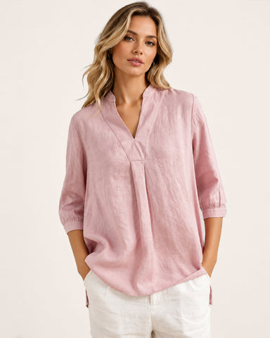 100% Linen Deep V Loose Top