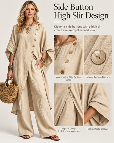 Women's Casual Linen Two Piece Pants Set