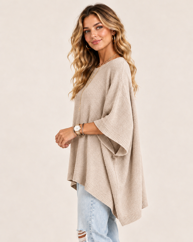 Women's Oversized Batwing Sleeve Knit Top