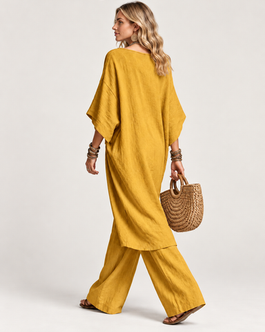 Women's Casual Linen Two Piece Pants Set
