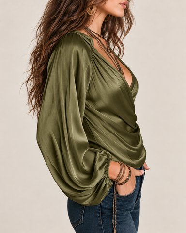 Soft Satin Wrap Top