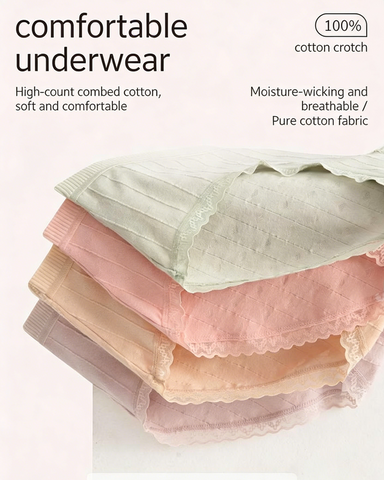 Fresh Lace-Trim Cotton Panties