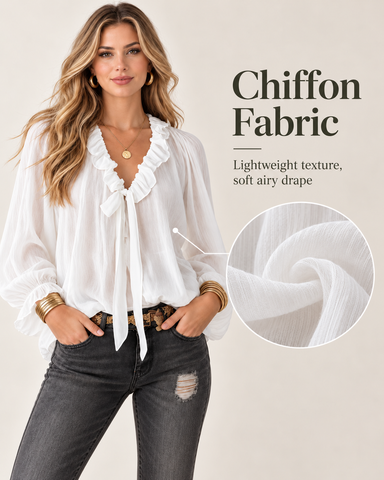Ruffle Tie Chiffon Blouse