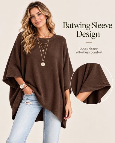 Women's Oversized Batwing Sleeve Knit Top