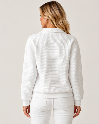 Women's Waffle Knit Quarter-Zip Pullover