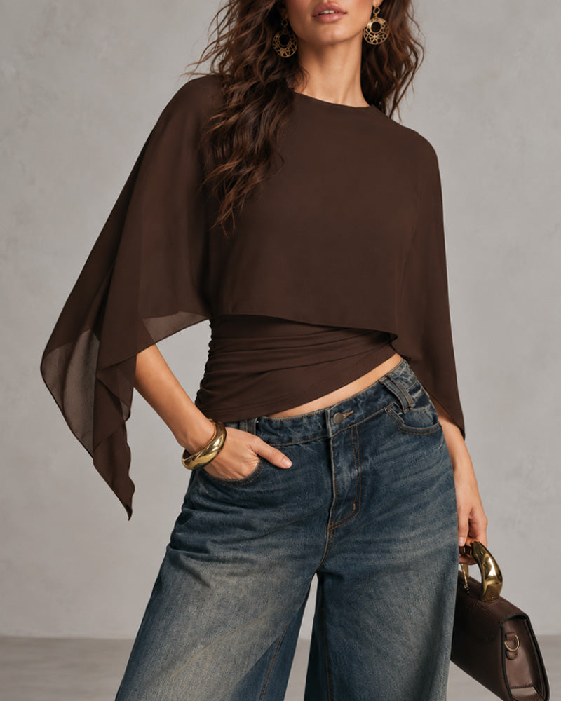 Flowy Cape Sleeve Top
