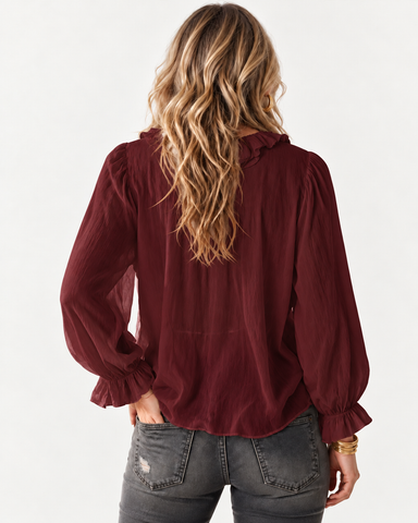 Ruffle Tie Chiffon Blouse