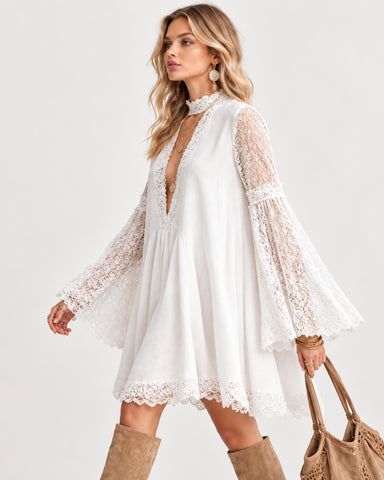 Boho Lace Mini Dress
